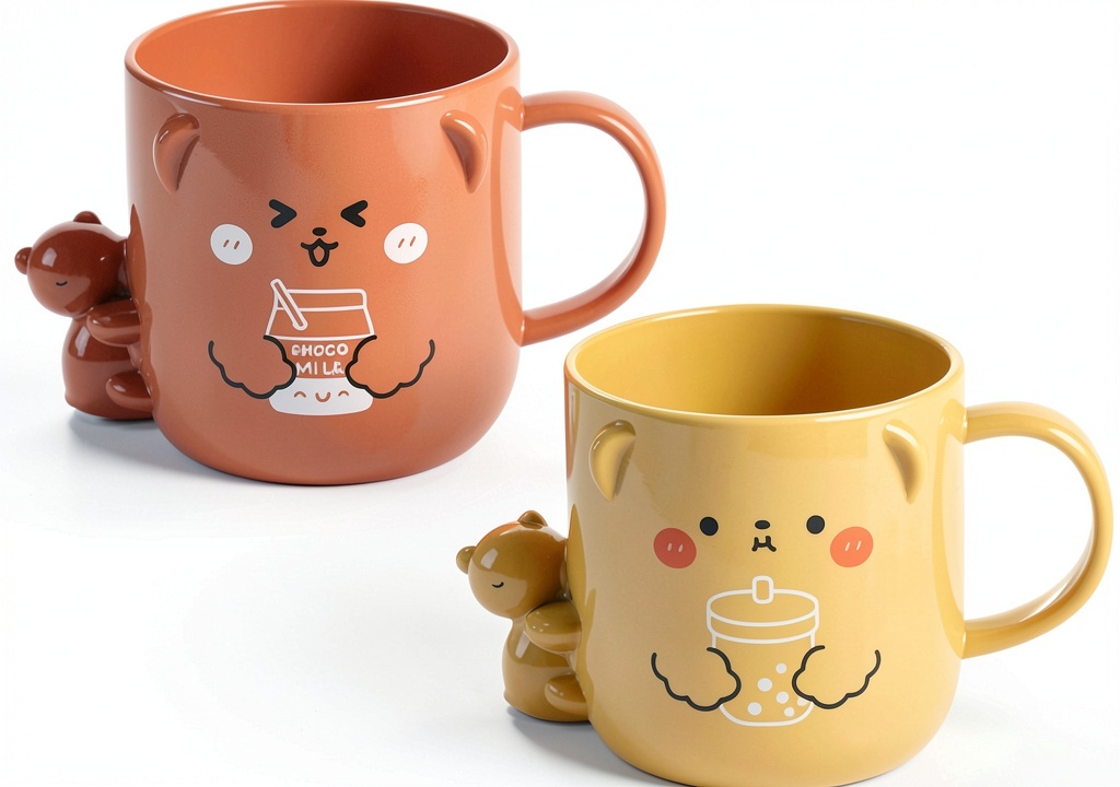 Gatuida kids toothbrush cup on a bathroom counter with toothbrushes