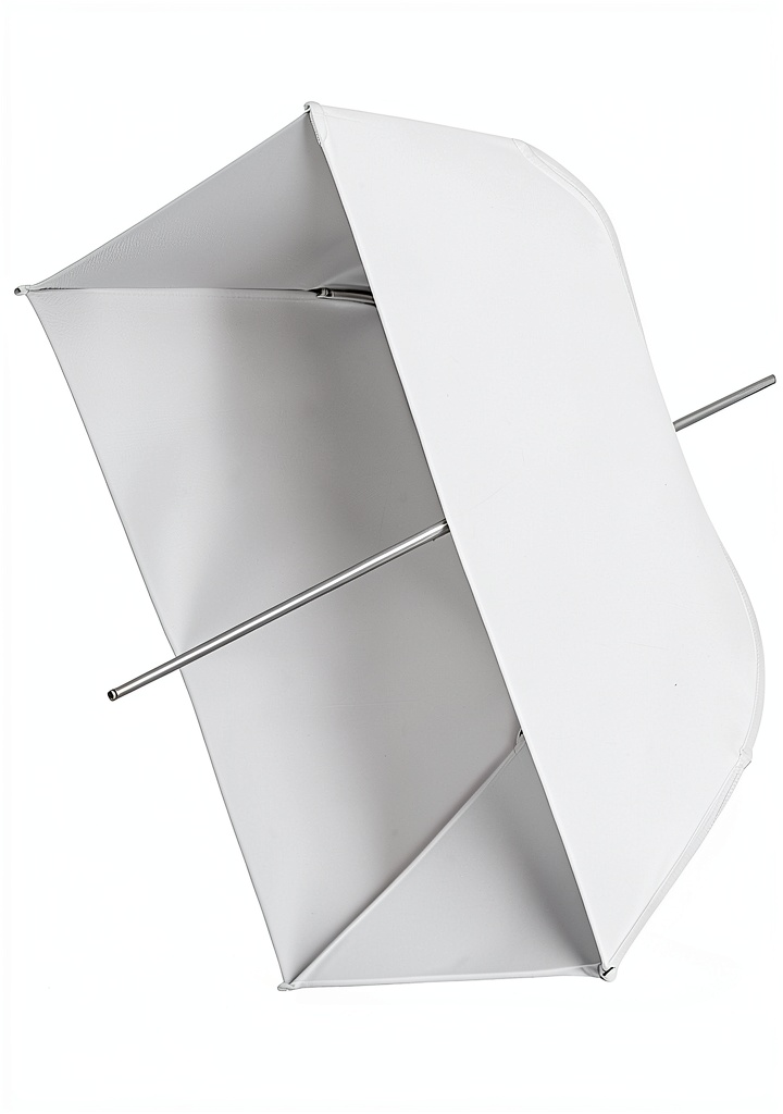 LimoStudio square umbrella mounted on a studio flash in a portrait lighting setup