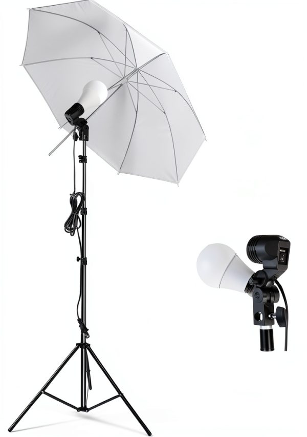 Slow Dolphin Photo Umbrella Kit with Aluminum Stands and 85W LED-3