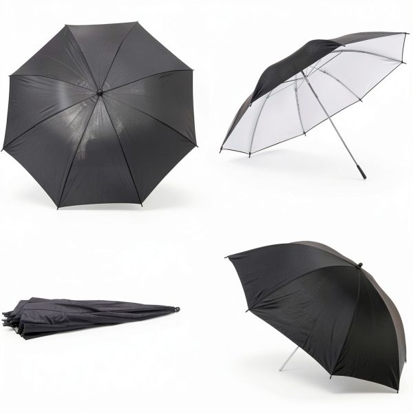 Bcolor FD-8 33" White Soft & Black Silver Umbrella Set 84cm-4