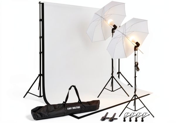 Slow Dolphin Photo Umbrella Kit with Aluminum Stands and 85W LED-0