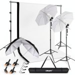 Photography Backdrop Stand EMART 8.5ft x 10ft with White/Black Muslin-0