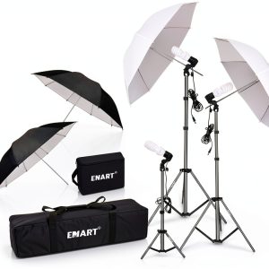 Emartinc 45W 5500K Umbrella Lighting Kit with 2x83in & 1x33in Holders-0