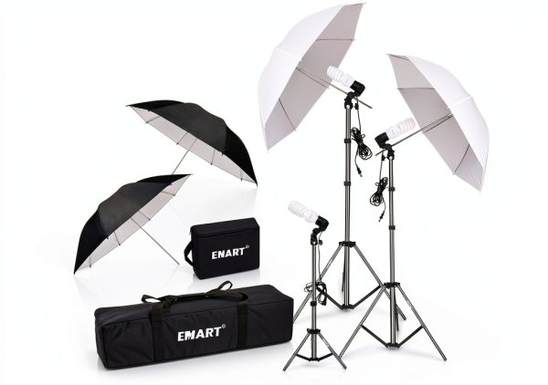 Emartinc 45W 5500K Umbrella Lighting Kit with 2x83in & 1x33in Holders-0