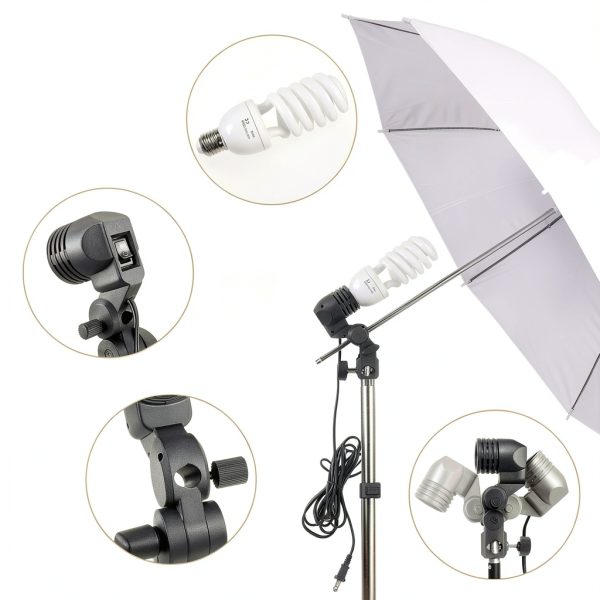 Emartinc 45W 5500K Umbrella Lighting Kit with 2x83in & 1x33in Holders-1
